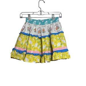 Wild Flowers Kids Size 10 Ruffled Tiered Bunny Floral Print Skirt Twirl Preppy‎